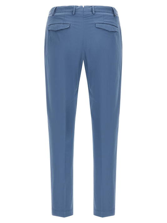 Blue Cotton Casual Pants