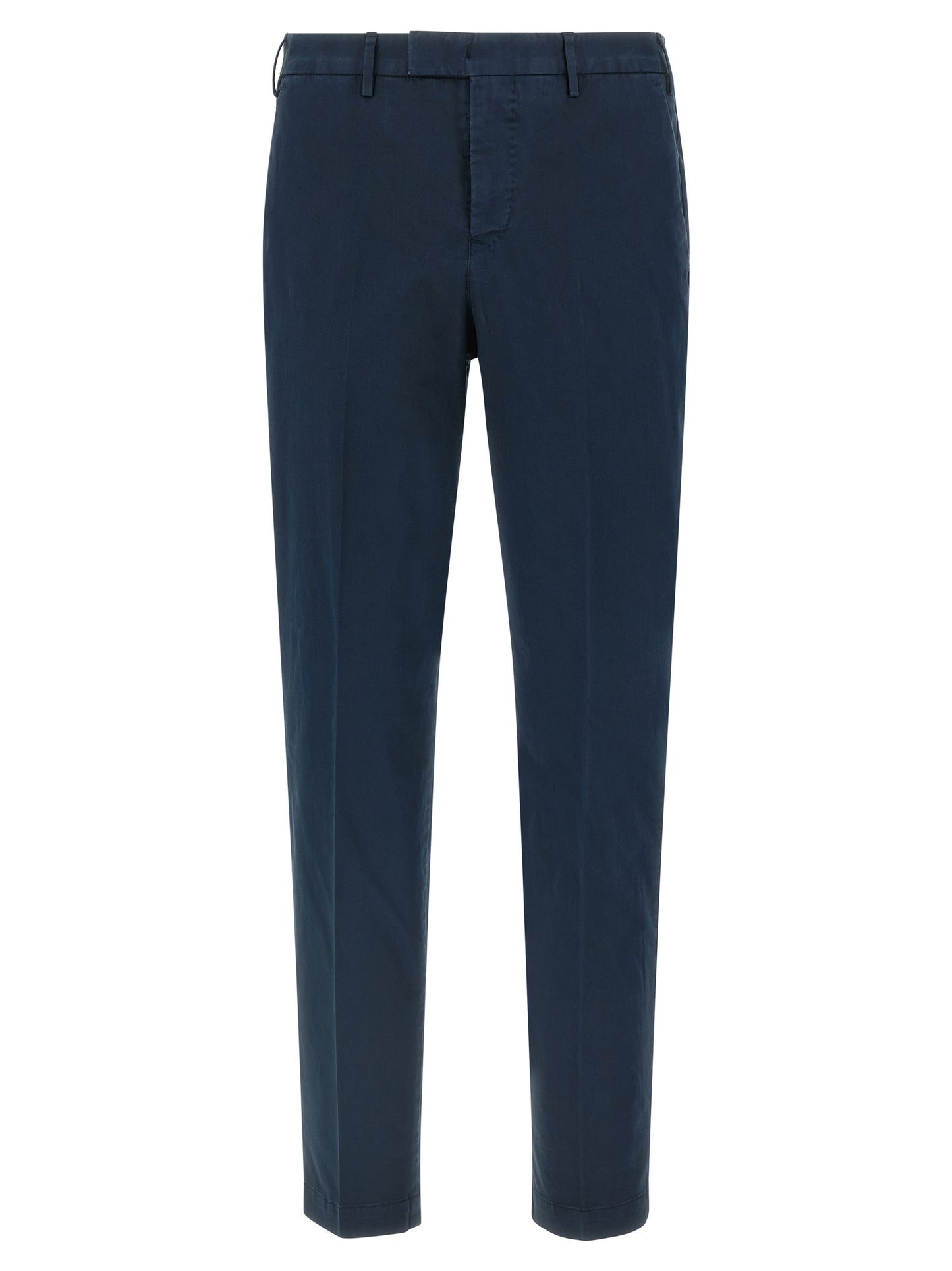 Blue Cotton Casual Pants