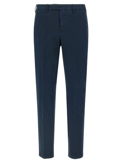 Blue Cotton Casual Pants