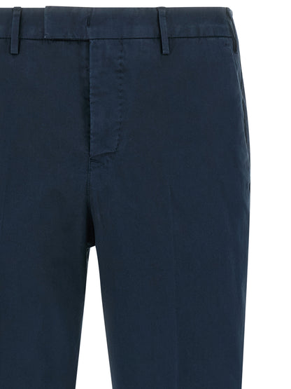 Blue Cotton Casual Pants