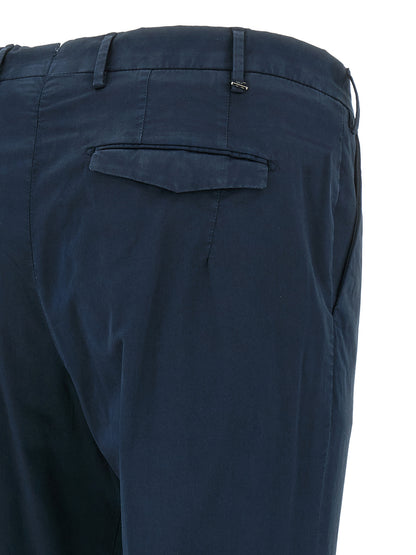 Blue Cotton Casual Pants