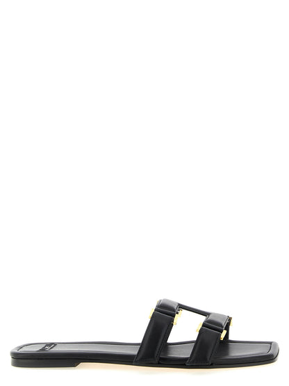 Black Lambskin Slides