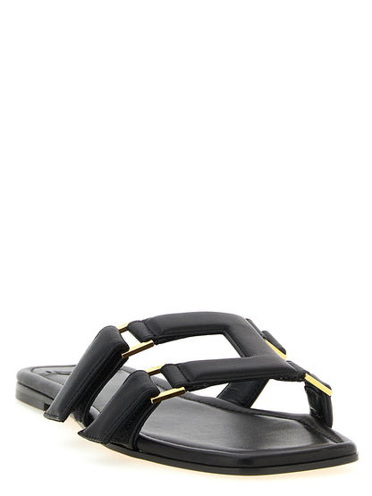 Black Lambskin Slides