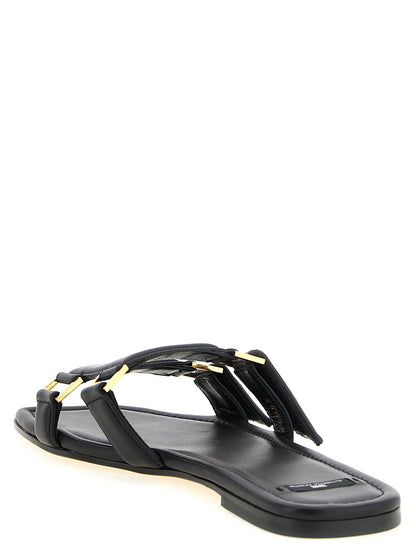 Black Lambskin Slides