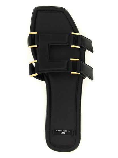 Black Lambskin Slides
