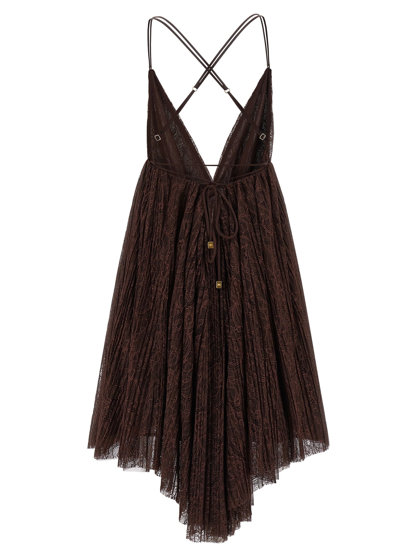 Brown Polyamide Short Dress