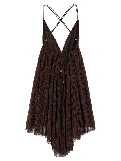 Brown Polyamide Short Dress