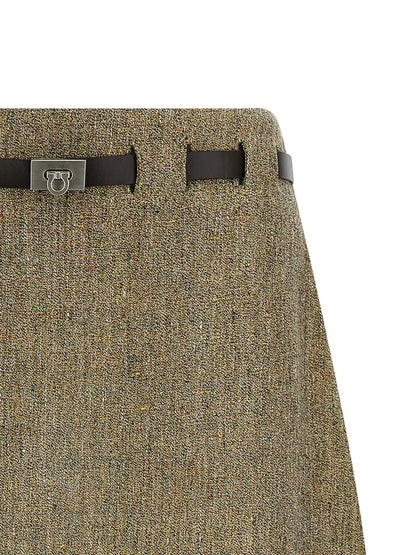 Multicolor Linen Long Skirt