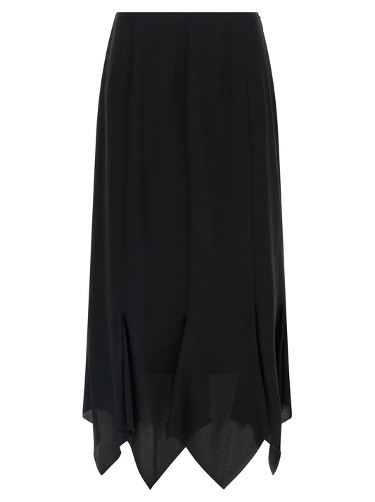 Black Silk Midi Skirt
