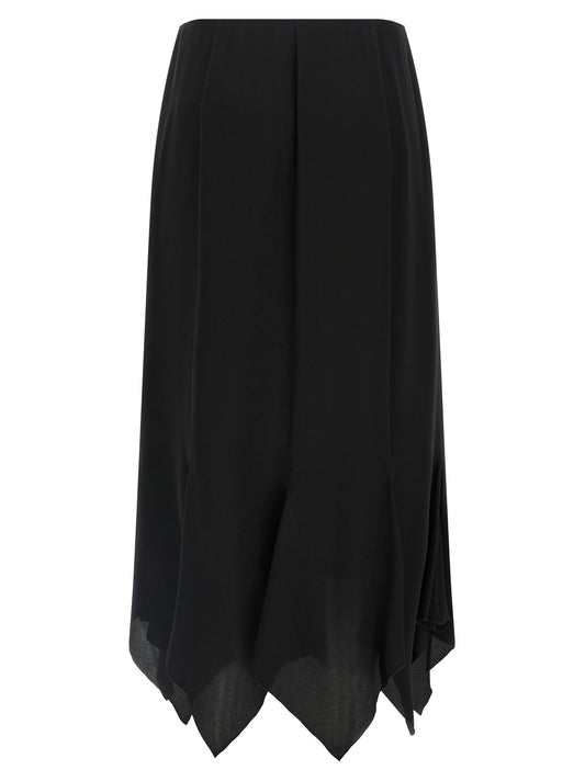 Black Silk Midi Skirt
