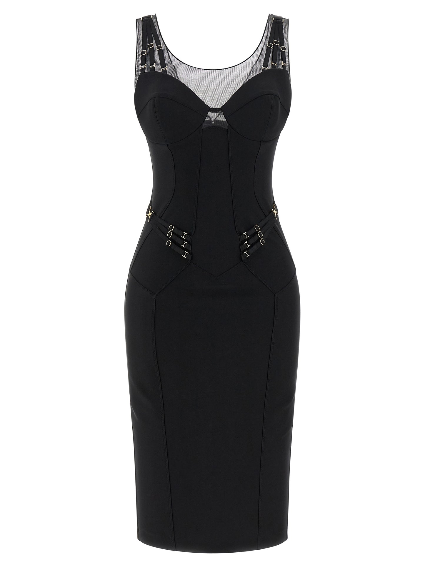 Black Polyamide Midi Dress