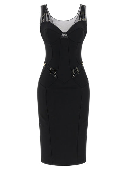 Black Polyamide Midi Dress