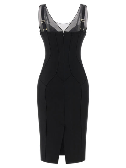 Black Polyamide Midi Dress