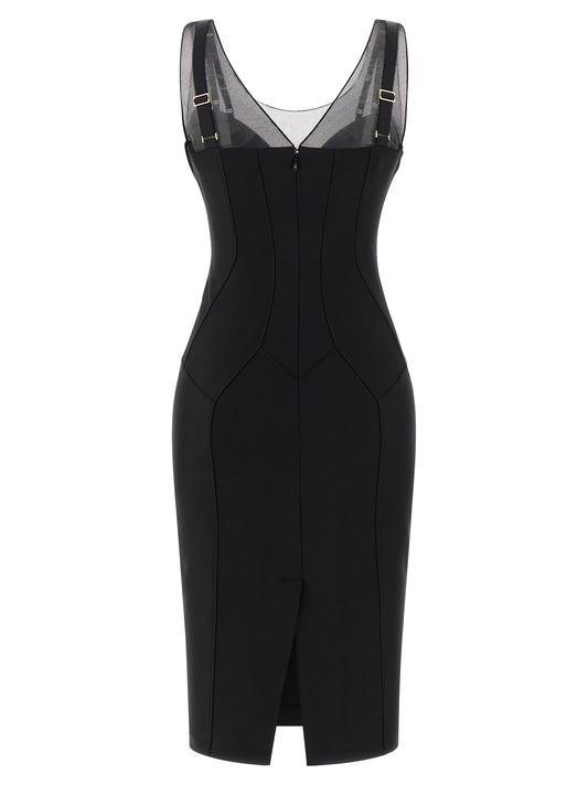 Black Polyamide Midi Dress