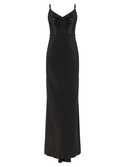Black Polyester Long Dress