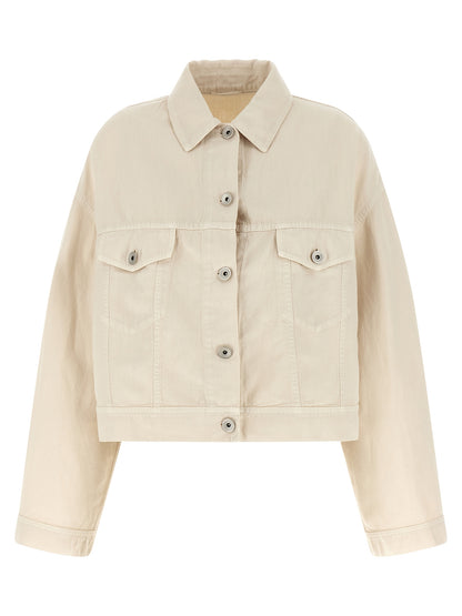 Beige Cotton Denim Jacket