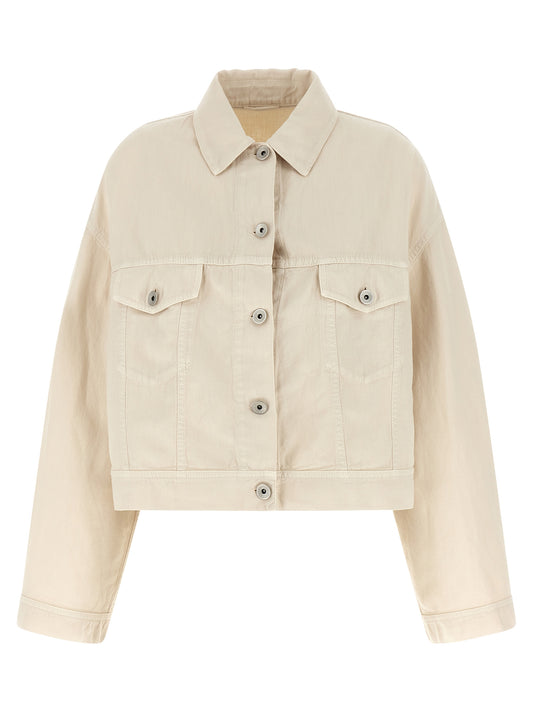Beige Cotton Denim Jacket