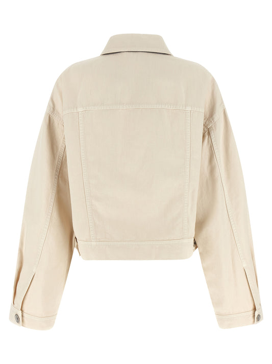 Beige Cotton Denim Jacket