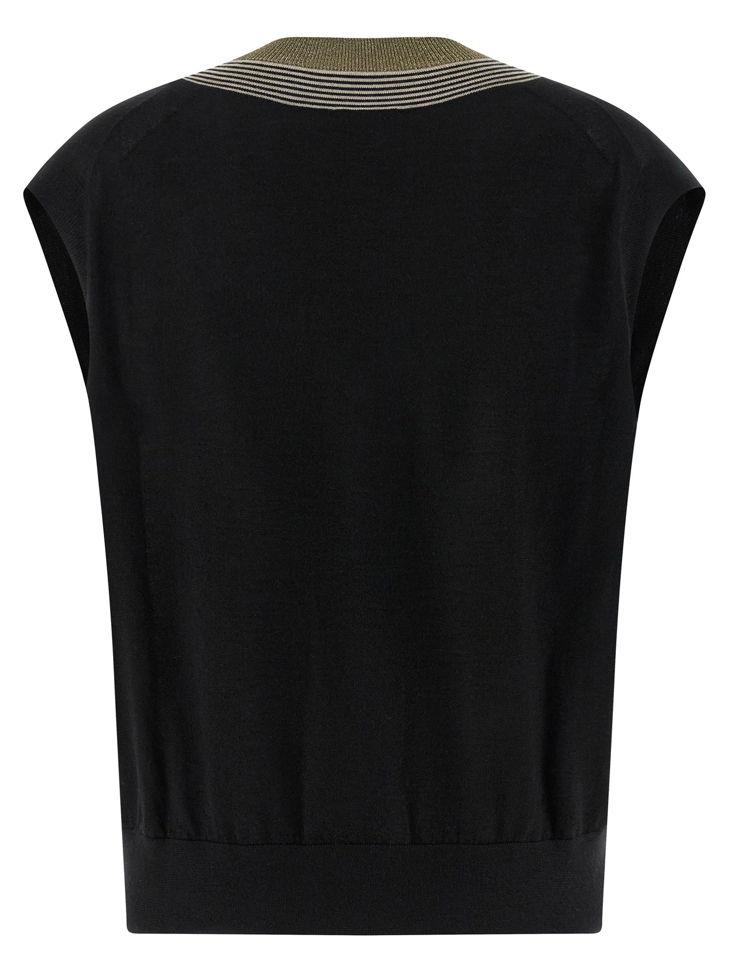 Black Cashmere Sleeveless Jacket
