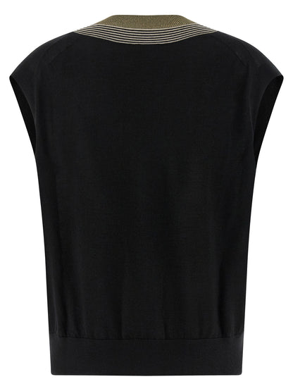Black Cashmere Sleeveless Jacket
