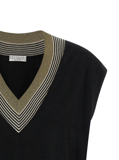 Black Cashmere Sleeveless Jacket