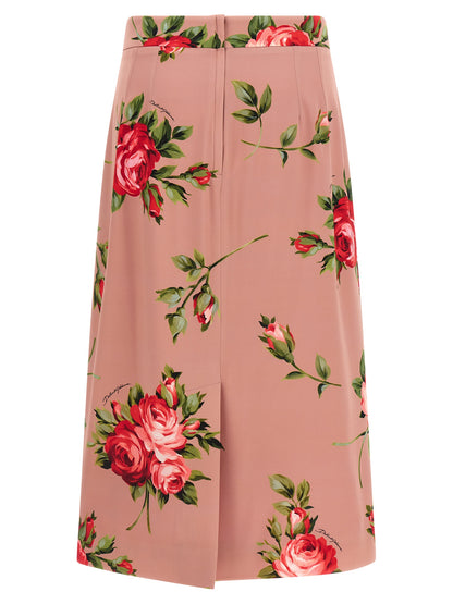 Multicolor Silk Midi Skirt