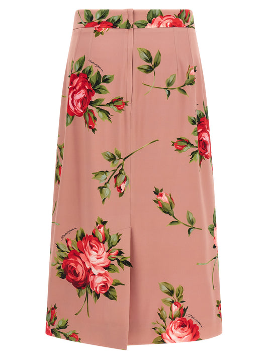 Multicolor Silk Midi Skirt