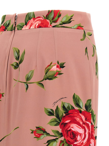 Multicolor Silk Midi Skirt
