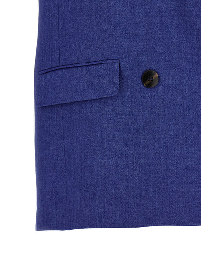 Blue Linen Sleeveless Jacket