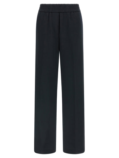 Blue Cotton Casual Pants