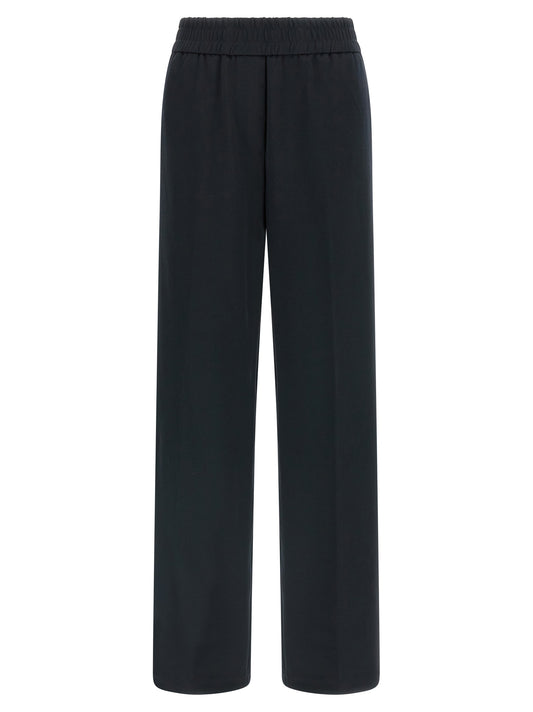 Blue Cotton Casual Pants