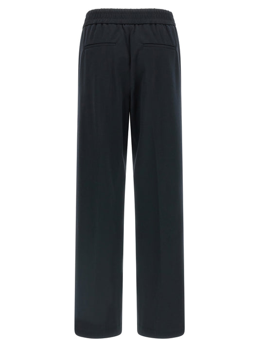 Blue Cotton Casual Pants