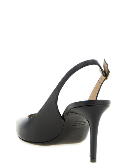 Black Calfskin Mid Heel Pumps