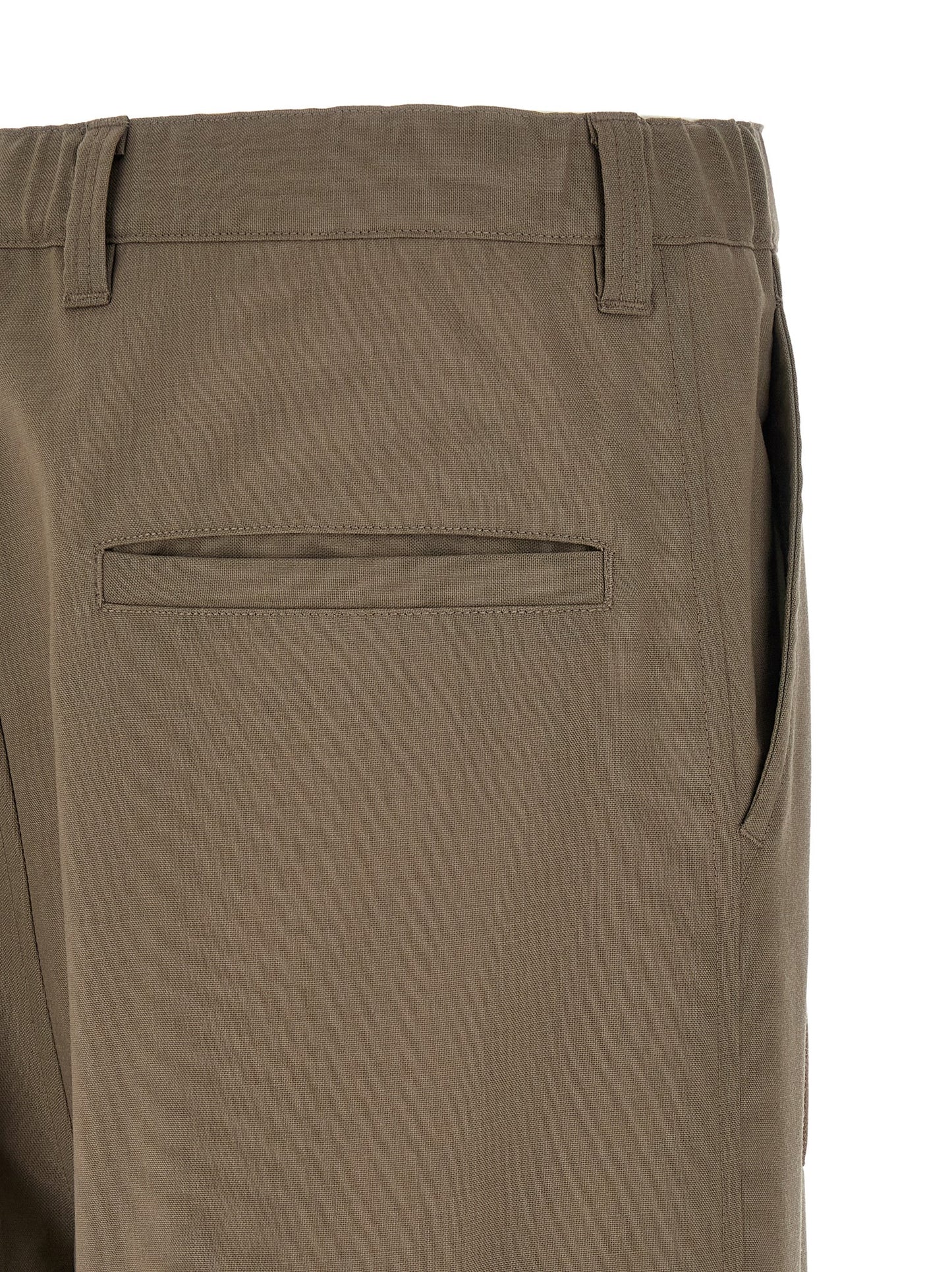 Beige Wool Casual Pants