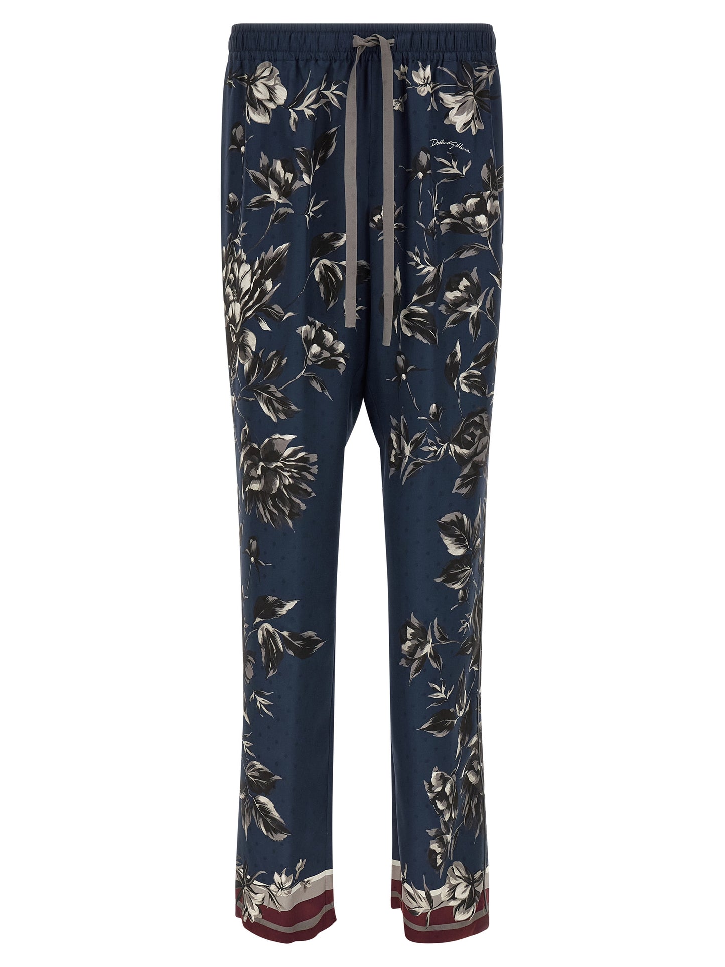 Blue Silk Casual Pants