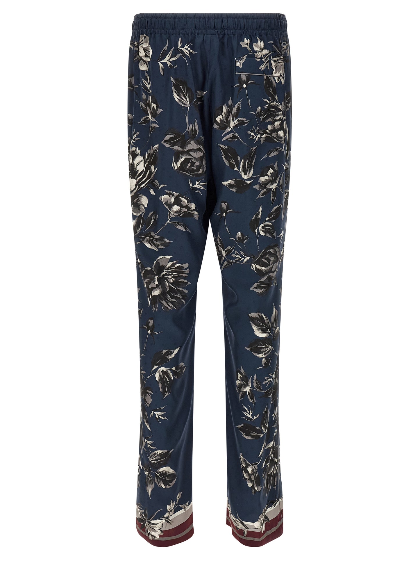 Blue Silk Casual Pants
