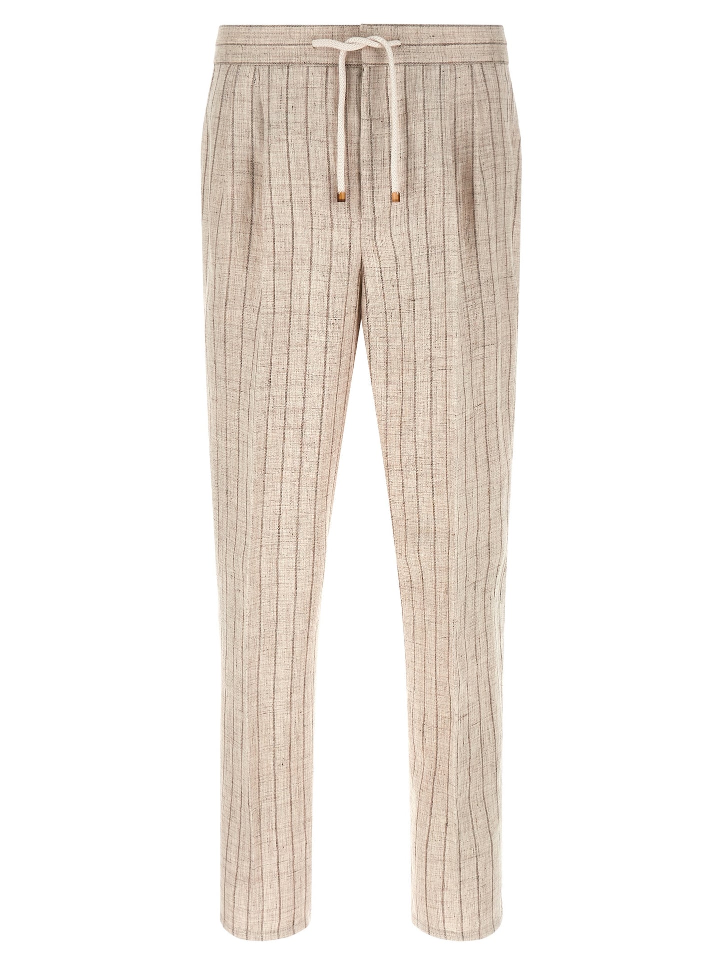 Beige Linen Casual Pants
