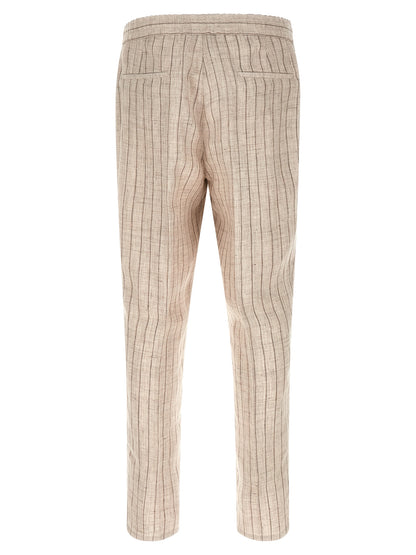 Beige Linen Casual Pants