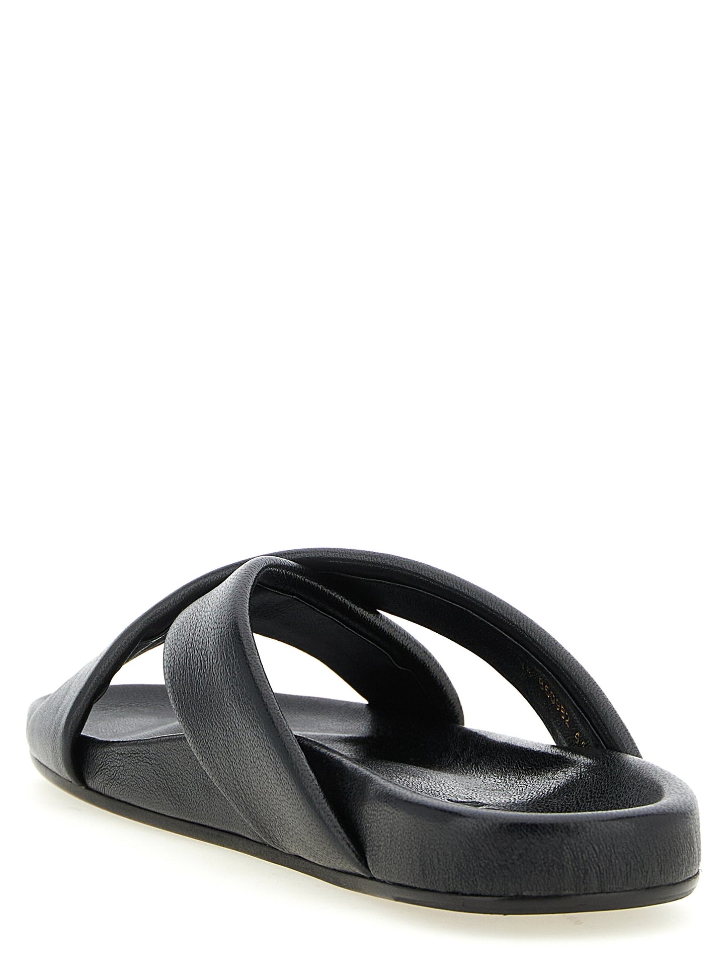 Black Lamb Leather Slides