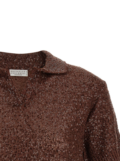 Brown Linen Polo Shirt