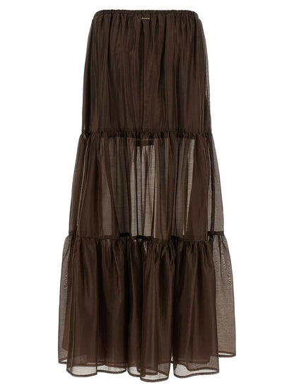 Brown Lycra Mini Skirt