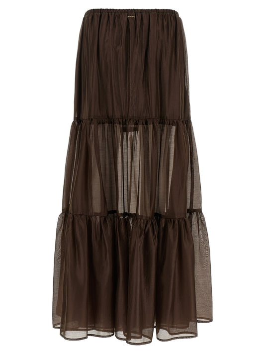 Brown Lycra Mini Skirt
