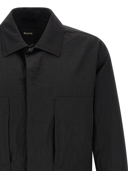 Black Polyamide Full-Length Jacket