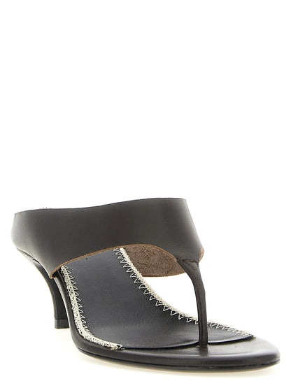 Brown Leather Stiletto Heel Sandals
