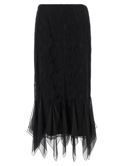 Black Cotton Midi Skirt