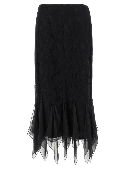 Black Cotton Midi Skirt
