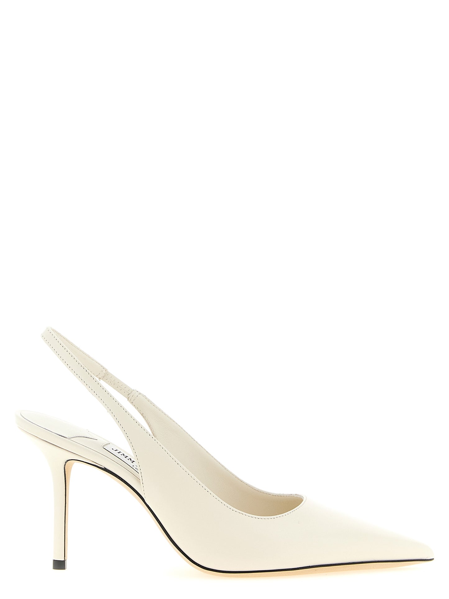 White Leather High Heel Pumps