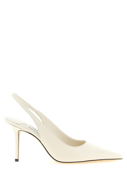 White Leather High Heel Pumps