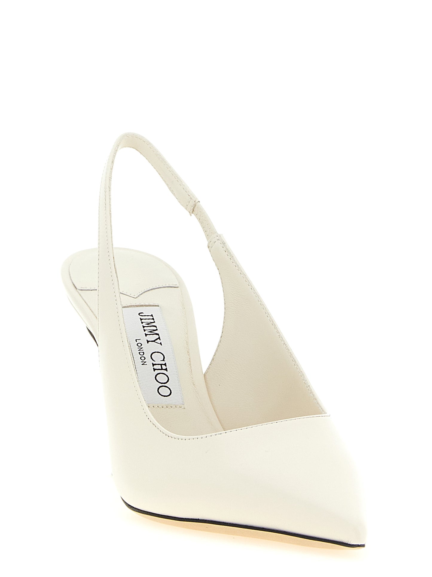 White Leather High Heel Pumps