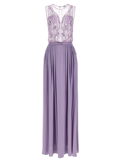 Purple Viscose Long Dress